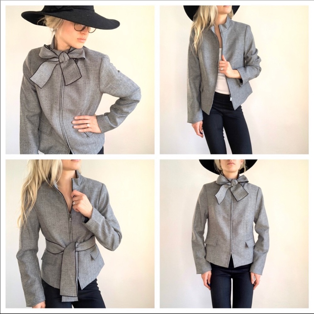 Banana Republic Herringbone Blazer Jacket with Neck Tie size 4P